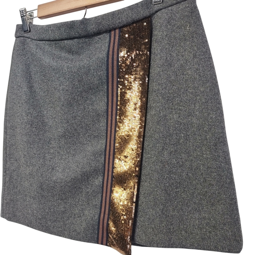J. Crew Wool Blend Origami Skirt Mini Sequins Gray Women's Size 4 - Picture 4 of 12